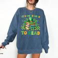 Goods Luck Read Librarian Book Patrick Days Shamrock Clover Comfort Colors Sweatshirt Blue Jean