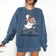 Goose With Books Cute Bookworm Reader Comfort Colors Sweatshirt Blue Jean Goose With Books Cute Bookworm Reader Comfort Colors Sweatshirt Blue Jean
