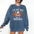 Halloween Book Lover Ghost Witch Books & Pumpkins Comfort Colors Sweatshirt Blue Jean Halloween Book Lover Ghost Witch Books & Pumpkins Comfort Colors Sweatshirt Blue Jean