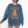 Halloween Fully Booked This Fall Book Ginger Cat Reading Comfort Colors Sweatshirt Blue Jean