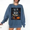 Halloween Girls Boys Cute Wolf Book Pumpkin Kids Halloween Comfort Colors Sweatshirt Blue Jean Halloween Girls Boys Cute Wolf Book Pumpkin Kids Halloween Comfort Colors Sweatshirt Blue Jean