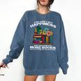Happiness More Books Read Reading Librarian Men Women Kids Comfort Colors Sweatshirt Blue Jean