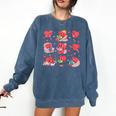 Hearts Reading Book Lovers All Booked For Valentine Comfort Colors Sweatshirt Blue Jean