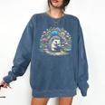 Hedgehog Reading Book Lake Scenery Reading Comfort Colors Sweatshirt Blue Jean