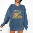 Helping Little Minds Grow Floral Book Education SPED Teacher Comfort Colors Sweatshirt Blue Jean
