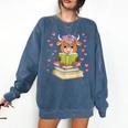 Highland Cow Reading Book Floral Bookworm Comfort Colors Sweatshirt Blue Jean Highland Cow Reading Book Floral Bookworm Comfort Colors Sweatshirt Blue Jean