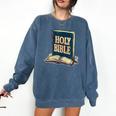 Holy Book Costume For Jesus And Bible Lovers Comfort Colors Sweatshirt Blue Jean