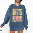 HUGvyn Happy 100 Days Of School Teacher Goose Preppy Books Comfort Colors Sweatshirt Blue Jean
