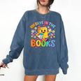 HUGvyn Preppy 100 Days In The Books Teacher Reading Coffee Comfort Colors Sweatshirt Blue Jean HUGvyn Preppy 100 Days In The Books Teacher Reading Coffee Comfort Colors Sweatshirt Blue Jean