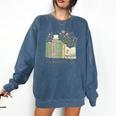 I'm Booked Tonight Cozy Floral Book Lover Graphic Comfort Colors Sweatshirt Blue Jean