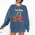 I'm Fine Reading Books Reader Book Lover Librarian Comfort Colors Sweatshirt Blue Jean I'm Fine Reading Books Reader Book Lover Librarian Comfort Colors Sweatshirt Blue Jean