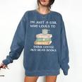 I'm Just a Girl Who Loves To Drink Coffee And Read Books Comfort Colors Sweatshirt Blue Jean I'm Just a Girl Who Loves To Drink Coffee And Read Books Comfort Colors Sweatshirt Blue Jean