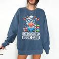 Introverted Book Club Reading Lover Cow Comfort Colors Sweatshirt Blue Jean