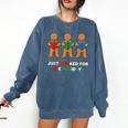 Just Booked For The Holidays Gingerbread Comfort Colors Sweatshirt Blue Jean