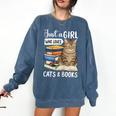 Just a Girl Who Loves Cats And Books Comfort Colors Sweatshirt Blue Jean Just a Girl Who Loves Cats And Books Comfort Colors Sweatshirt Blue Jean