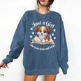 Just a Girl Who Loves Dogs And Books Cute Dog Comfort Colors Sweatshirt Blue Jean