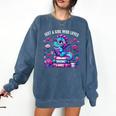 Just A Girl Who Loves Dragons And Books Cute Dragon Reading Premium Tri-Blend Comfort Colors Sweatshirt Blue Jean