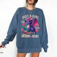 Just a Girl Who Loves Dragons And Books Dragon Comfort Colors Sweatshirt Blue Jean Just a Girl Who Loves Dragons And Books Dragon Comfort Colors Sweatshirt Blue Jean