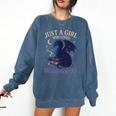 Just a Girl Who Loves Dragons And Books Fantasy Comfort Colors Sweatshirt Blue Jean