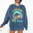 I Just Want To Read Books And Pet Cats Cat Book Lovers Comfort Colors Sweatshirt Blue Jean I Just Want To Read Books And Pet Cats Cat Book Lovers Comfort Colors Sweatshirt Blue Jean