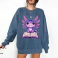 Kawaii Axolotl Cute Axolotls Reading Book Comfort Colors Sweatshirt Blue Jean Kawaii Axolotl Cute Axolotls Reading Book Comfort Colors Sweatshirt Blue Jean