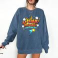 Kids Ka-Blam 7 Year Old Boys 7th Birthday Comic Book Super Hero Comfort Colors Sweatshirt Blue Jean