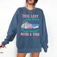 THIS LADY Will Never Own Enough BOOKS & YARN Comfort Colors Sweatshirt Blue Jean