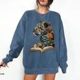 Leopard Book Flower Comfort Colors Sweatshirt Blue Jean