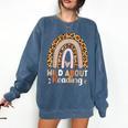 Leopard Teacher Wild About Reading Books Reader Librarian Comfort Colors Sweatshirt Blue Jean