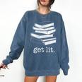 Let's Get Lit Books Comfort Colors Sweatshirt Blue Jean