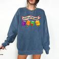 Librarian Let's All Go To The Library Cute Groovy Book Lover Comfort Colors Sweatshirt Blue Jean