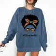 Librarian Teacher Messy Bun Life Book Library Back To School Comfort Colors Sweatshirt Blue Jean