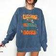 Lifting To Hold More Books Weightlifting Workout Bookish Comfort Colors Sweatshirt Blue Jean