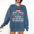Most Likely To Read A Book On Christmas Family Matching Xmas Comfort Colors Sweatshirt Blue Jean