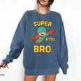 Little Cute Superhero Brother Comic Book Baby Bro Comfort Colors Sweatshirt Blue Jean