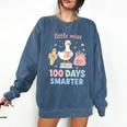 Little Miss 100 Days Smarter Cute Goose Reading Books Girls Comfort Colors Sweatshirt Blue Jean