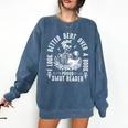 I Look Better Bent Over a Book Proud Smut Reader Skeleton Comfort Colors Sweatshirt Blue Jean