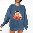 Love Book Coffee Heart Coquette Bow Valentines Day Comfort Colors Sweatshirt Blue Jean