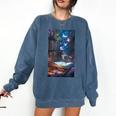 Magic Books Butterflies Fantasy Nature Tea Enchanting Comfort Colors Sweatshirt Blue Jean