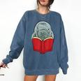 Manatee Reading Books Sea Animal Manatee Comfort Colors Sweatshirt Blue Jean