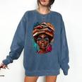 Melanin Girl Afro Book Lover Librarian Teacher Student Comfort Colors Sweatshirt Blue Jean