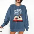 Murder Mystery And a Cup Of Tea Book Humor Comfort Colors Sweatshirt Blue Jean