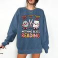 Nothing Goes Beyond Reading Rock Paper Scissors Book Comfort Colors Sweatshirt Blue Jean