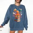 Octopus Book Reading Book Reader Ocean Octopus Comfort Colors Sweatshirt Blue Jean