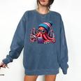 Octopus Reading Book Kraken Book Lover Comfort Colors Sweatshirt Blue Jean
