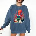 Octopus Reading Books Tea Coffee Comfort Colors Sweatshirt Blue Jean