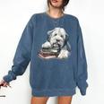 Old English Sheepdog Books Reading Dog Breed Graphic Comfort Colors Sweatshirt Blue Jean