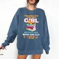 Once Upon A Time There Was A Girl Who Loves Books And Cats Comfort Colors Sweatshirt Blue Jean