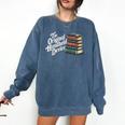 The Original Handheld Device Book Fair Book Lover Comfort Colors Sweatshirt Blue Jean