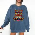 Owl With Glasses And Book Reading Comfort Colors Sweatshirt Blue Jean